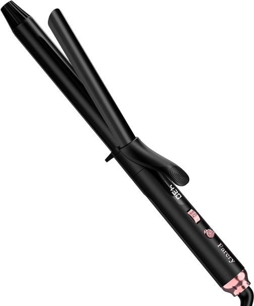 Farery Long Barrel Curling Iron 1 1/4 Inch 1.25 Inch Curling Iron For Long Hair Infused Argan Oil & Keratin Lasting Styling 11 Adjustable Temp Include Clips & Silicone Pad
