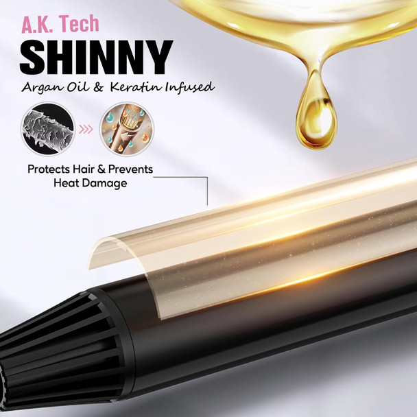 Farery Long Barrel Curling Iron 1 1/4 Inch 1.25 Inch Curling Iron For Long Hair Infused Argan Oil & Keratin Lasting Styling 11 Adjustable Temp Include Clips & Silicone Pad