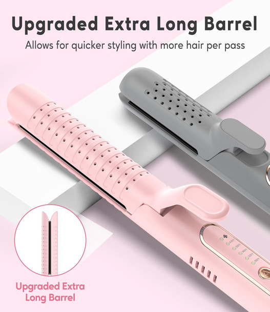 Farery Chill Set Soft-Air Curling Iron: Gentle Soft Air For Quick Styling & Long-Lasting Curls Lock In Style With Cooling Air Vents 2-In-1 Hair Straightener & Curler With D Long Barrel Blue