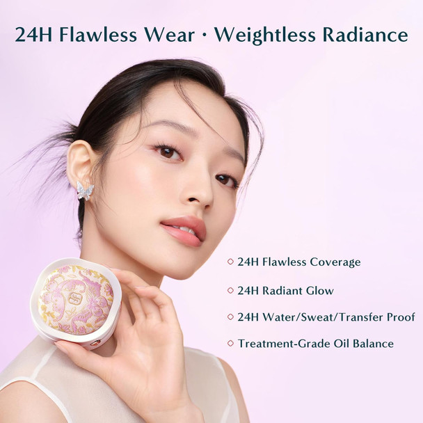 Florasis Flawless Jade Breathable Natural Radiance Cushion Foundation (Song Brocade Prestige Collection) (N25 Rippling Lotus 1 Count)