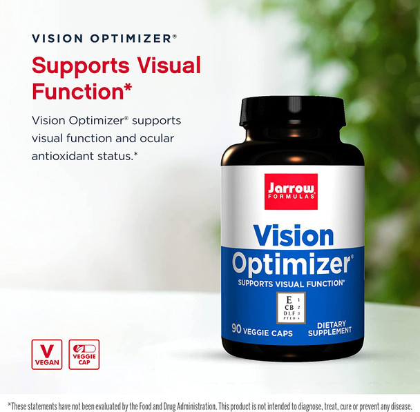 Jarrow Formulas Vision Optimizer - 90 Veggie Caps - Supports Visual Function - Contains More Than 10 Vitamins, Phytonutrients & Herbs - 30 Servings