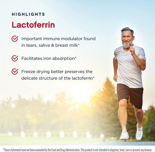 Jarrow Formulas Lactoferrin 250 mg - 60 Capsules - Immune-Supporting Glycoprotein - Support Healthy Immune Function & Iron Absorption - Freeze Dried - 60 Servings