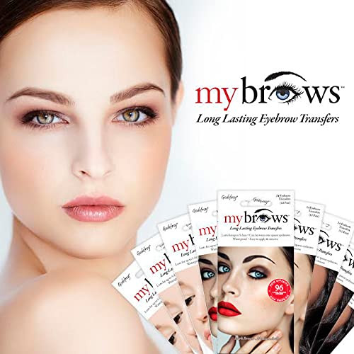 Godefroy Mybrows Long Lasting Eyebrow Transfers Low Arch Medium Brown 48-Pairs Of Brows (96 Individual Transfers)