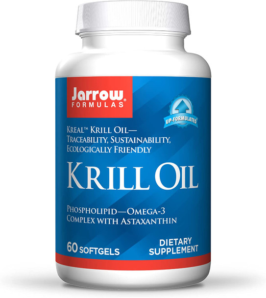 Jarrow Formulas Krill Oil - 60 Softgels - Phospholipid Omega-3 Complex with Astaxanthin - May Support Lipid Management, Brain Function & Metabolism - 30 Servings