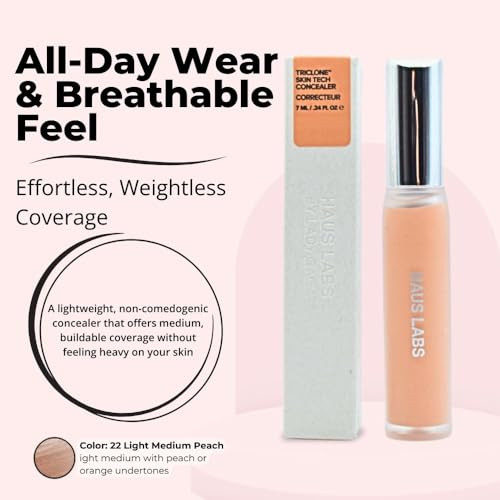 Haus Laboratories Lady Gaga Triclone Skin Tech Hydrating + De-Puffing Concealer With Fermented Arnica 22 Light Medium Peach
