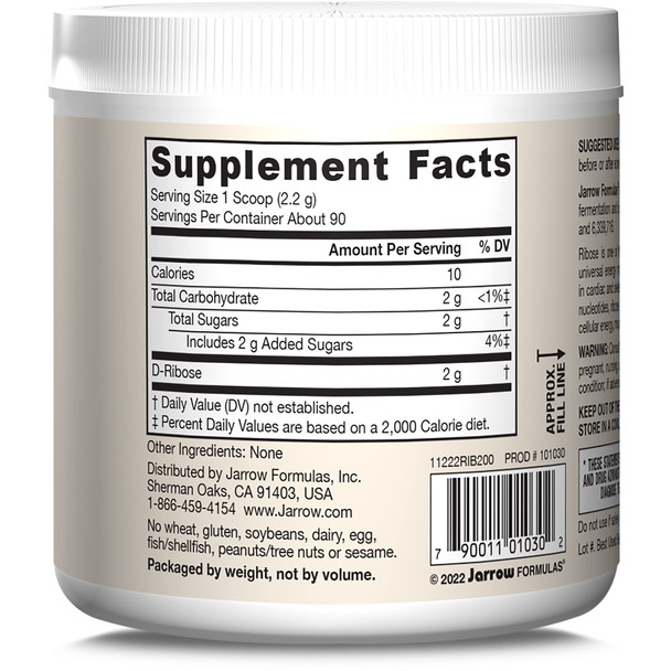 Jarrow Formulas D-Ribose Powder - 7.05 oz  Pack of 2