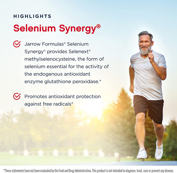 Jarrow Formulas Selenium Synergy, Promotes Antioxidant Protection Against Free Radicals, Supports Immune Health, White, 60 Count