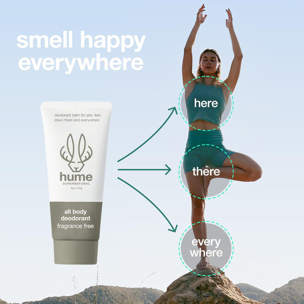 Hume Supernatural Invisible Whole Body Deodorant Balm - Full Body Protection - Aluminum No Baking Soda - Anti-Chafing Odor Control - Clinically Tested On Sensitive Skin (Desert Bloom 1-Pack)