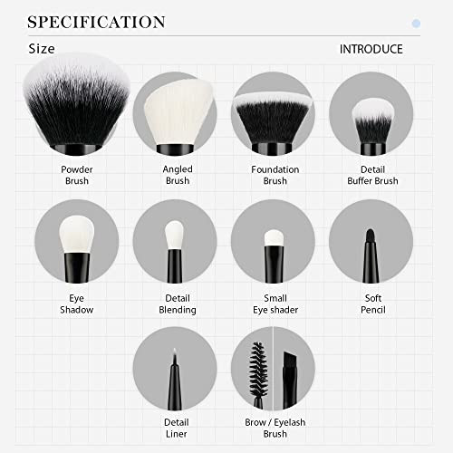 Jessup 10Pcs Black Brushes Set T323 With Foundation Brush Sf002
