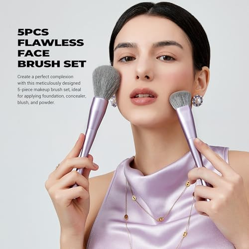 Jessup Face Makeup Brushes T514 Bundled With Makeup Brush Cleaning Mat A004