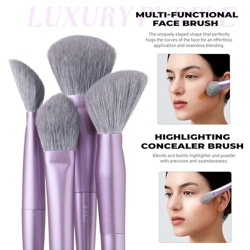 Jessup Face Makeup Brushes T514 Bundled With Makeup Brush Cleaning Mat A004