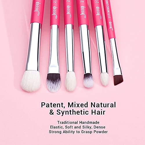 Jessup Professional Natural-Synthetic Eye Makeup Brushes Set 15Pcs T197 Bundled With Face Kabuki Makeup Brushes Set T517