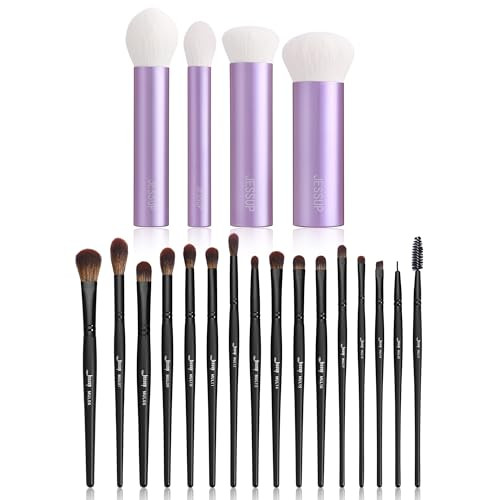 Jessup Eye Brushes Set Vegan T272 Bundled With Face Kabuki Makeup Brushes Set T517