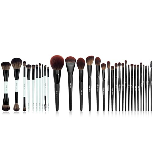 Jessup Double Sided Makeup Brushes Set T500 Bundled With Black Makeup Brushes Set T271