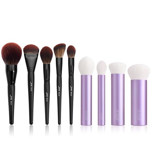 Jessup Large Face Makeup Brushes 5Pcs T273 Bundled With Face Kabuki Makeup Brushes Set T517