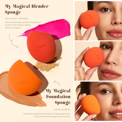 Jessup Foundation Brush With Makeup Sponge Set With Box T505 Bundled With Face Kabuki Makeup Brushes Set T517