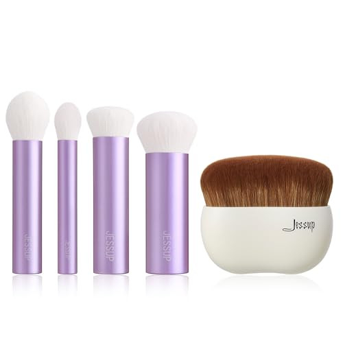 Jessup Makeup Brush Foundation Brush With Box Light Gray Sf002 Bundled With Face Kabuki Makeup Brushes Set T517