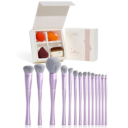 Jessup Foundation Brush With Makeup Sponge Set With Box T505 Bundled With Makeup Brushes Set Professional T512
