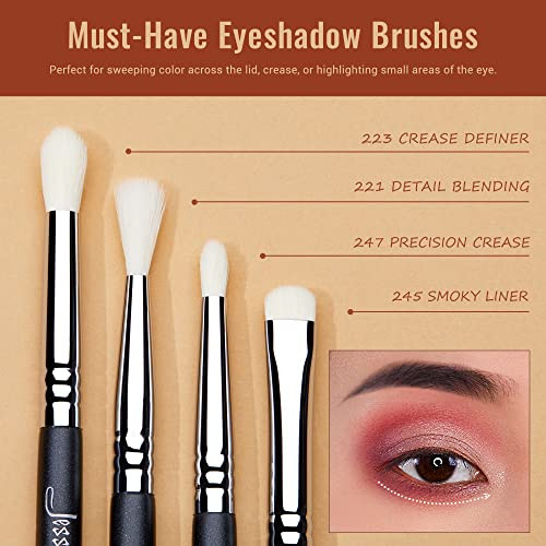 Jessup Eyeshadow Brush Set 11Pcs T340 Bundled With Face Kabuki Makeup Brushes Set T517