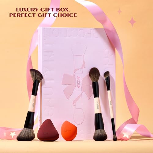 Jessup Double Sided Makeup Brushes & Makeup Sponge T506 Bundled With Makeup Brush Set T323