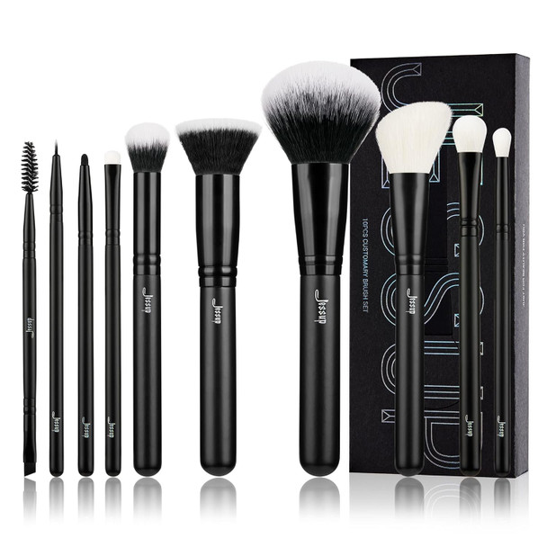 Jessup Vegan Makeup Brushes Set Premium Synthetic Powder Foundation Highlight Concealer Eyeshadow Blending Eyebrow Liner Spoolie Brush Set Burlywood 12Pcs T327