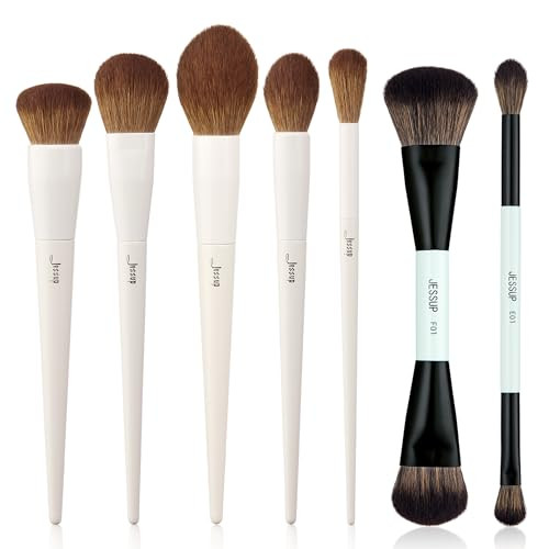 Jessup Face Makeup Brushes 5Pcs T493 Bundled With Double Sided Makeup Brushes Set T502