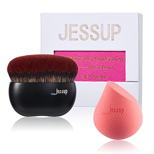 Jessup Foundation Brush Large Kabuki Makeup Brushes For Face Body Sf001 With Makeup Sponge Sp002