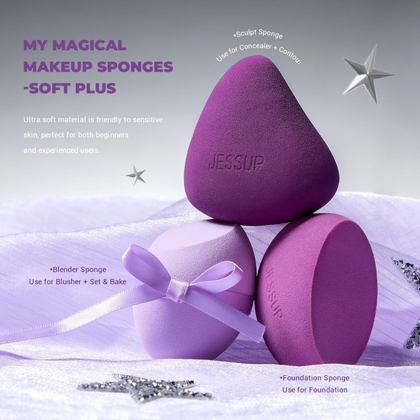 Jessup Makeup Brushes Set 4Pcs Face Kabuki Brush For Foundation Contour Powder Blush Bronzer And Highlighter Premium Synthetic Fiber Cruelty- Luxury Purple T517