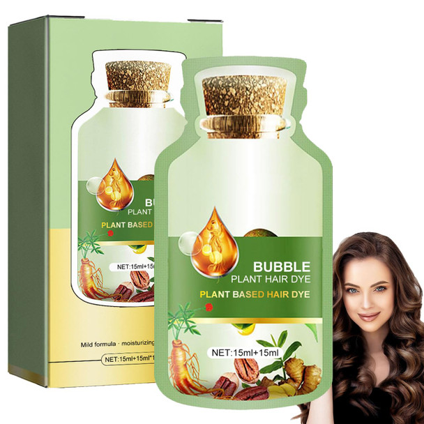 Jimyauqin Natural Plant Extract Bubble Hair Dye Shampoo 30Ml 10Packs/Box (Natural Black)
