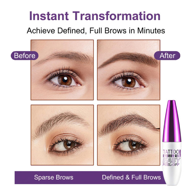 Jimyauqin Peel Off Tattoo Brow Tint Gel - 2Pcs Black Eyebrow Kit Waterproof Transfer-Proof & Sweatproof Quick Peel Formula For Natural Fuller Brows Motherã¢‚¬„¢S Day S For Women All Skin Types