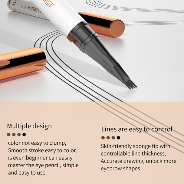 Jimyauqin Natural Waterproof 4 Fork Tip Eyebrow Pen - Effortless Application Long-Lasting Wear And Versatile Use For Flawless Brows (Dark Brown)