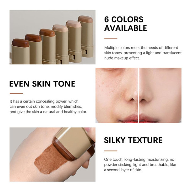 Jimyauqin Serum-Boosted Beauty Balm & Skin Tint Stick - Solid Tinted Moisturizing Serum For Natural Finish Makeup Full Coverage Silky Texture (#3 1Pc)