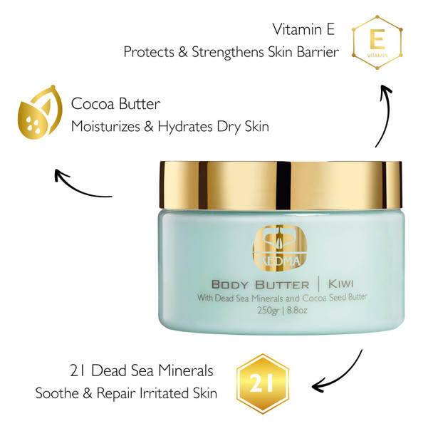 Kedma Pure Lilac Body Butter Ã¢‚¬Œ Nourishing Dead Sea Minerals Body Cream With Cocoa Butter Rice Bran Oil & Vitamin E Ã¢‚¬Œ Hydrating Moisturizer For Dry Skin - 8.8 Oz