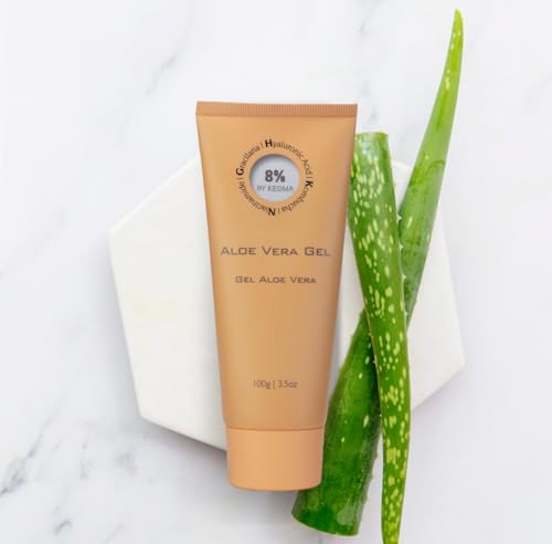 Kedma 8% - Aloe Vera Gel With Hyaluronic Acid - Moisturising Soothing And Radiant - Kombucha And Niacinamide - Skin Relief Aloe Vera Gel For Face - 100 G