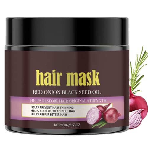 Krmspe Onion Black Seed Oil Hair Treatment Mask Deep Repair Conditioning Hair Mask With Onion For Dry/Damaged/Color-Treated Hair Hydrating Nourishing For All Hair Types 3.53 Fl Oz