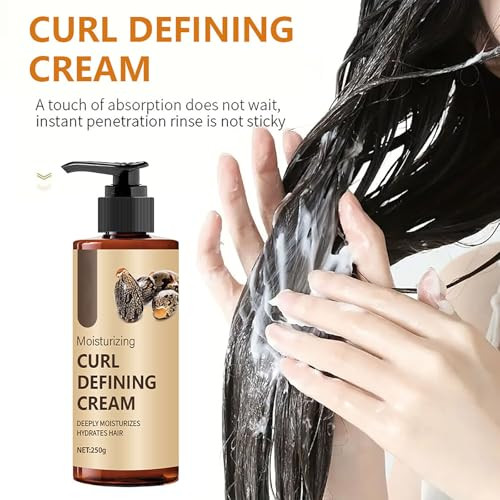 Krmspe Pumpkin Seed Oil Curl Defining Cream Anti Frizz Curling Cream For Enhances Wavy Hair And Curly Hair Hydrating Keratin Hair Mask Long-Lasting Styling Curl Cream To Define All Curly Types 8.81Oz