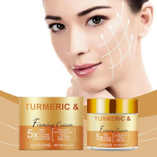 Krmspe Turmeric Face Cream Natural Turmeric Face Moisturizer For Lifting Hydrating Day-Night Anti-Aging Cream For Normal Dry Oily & Combination Skin 2.12 Fl Oz