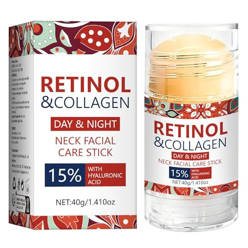 Krmspe Retinol Face Stick With Hyaluronic Acid Retinol & Collagen Neck Facial Care Stick For Lifting Skin Facial Moisturizer Balm Day & Night Anti-Aging Cream For Reduces Wrinkles - All Skin Types