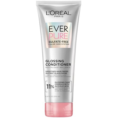 L'Oreal Paris Glossing Sulfate Conditioner With Glycolic Acid Hair Care For Lasting Shine And Smoothness For Dull Dry Hair Everpure 6.8 Fl Oz
