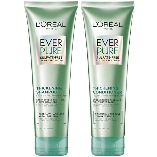 L'Oreal Paris Thickening Sulfate Shampoo And Conditioner Thickens + Strengthens Thin Fragile Hair Everpure 1 Hair Care Kit