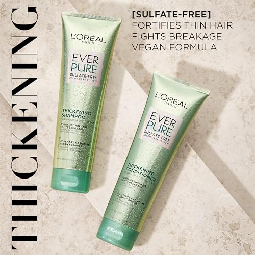 L'Oreal Paris Thickening Sulfate Shampoo And Conditioner Thickens + Strengthens Thin Fragile Hair Everpure 1 Hair Care Kit