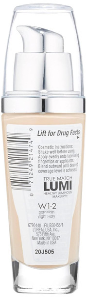 L'Orãƒal Paris True Match Lumi Healthy Luminous Makeup N1-2 Soft Ivory/Classic Ivory 1 Fl. Oz.