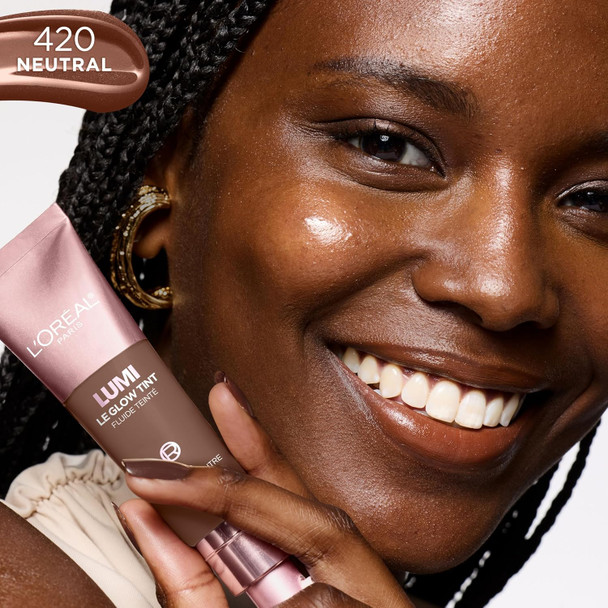 L'Oreal Paris Lumi Le Glow Skin Tint Lightweight Water-Based Tinted Serum With Foundation-Like Coverage Glow Illuminator Neutral 200 0.85 Fl Oz