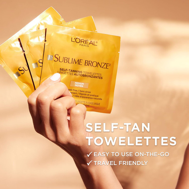 L'Oreal Paris Sublime Bronze Self Tanning Towelettes Streak- Natural Looking Tan 6 Ct