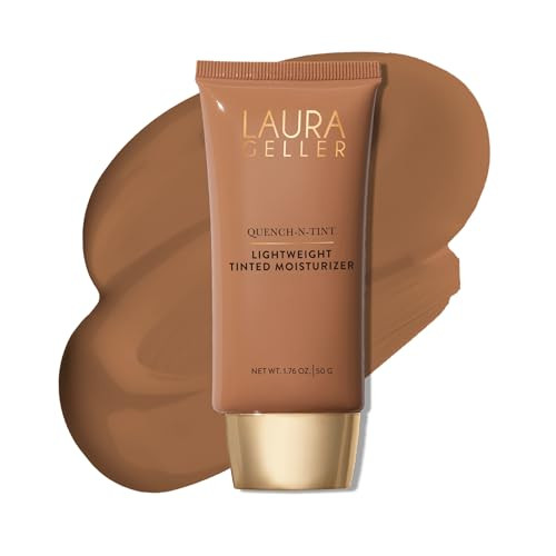 Laura Geller York Quench-N-Tint Tinted Moisturizer - Deep - Sheer To Light Buildable Coverage - Natural Glow Finish - Lightweight Formula With Hyaluronic Acid