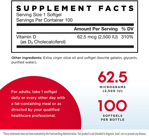 Jarrow Formulas Vitamin D3 2500 Iu - 100 Softgels, Pack Of 2 - Bone Health, Immune Function & Calcium Metabolism Support - 200 Total Servings