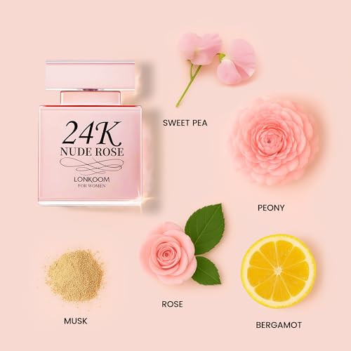 Lonkoom 24K Perfumes For Women Floral Fruity Eau De Parfum Long Lasting Fragrance Sweet Perfume Set Notes Of Apple Mango Strawberry Grapefruit Sweet Pea Bergamot Peony Rose