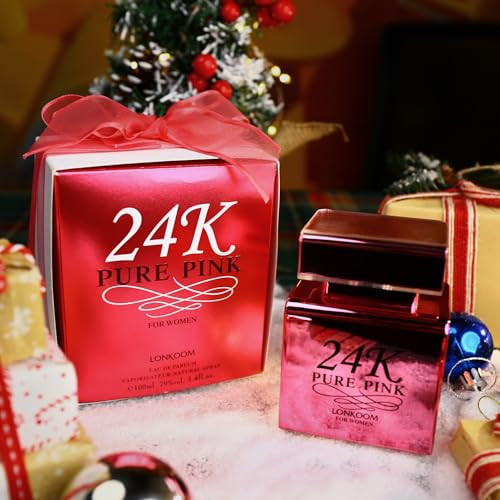 Lonkoom 24K Pure Pink Perfume For Women Rose Oud Sweet Floral Fruity Long Lasting Fragrance Eau De Parfum Pack Of 2 X 3.4 Fl Oz