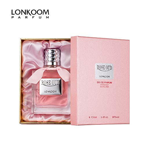 Lonkoom Oud Rose Perfume For Women 3.4Fl Oz/100Ml Eau De Parfum Spray Long-Lasting Fragrance Floralã¢‚¬Œfruity Notes Of Red Lychee Golden Quince Kiwi Jasmine Chocolate Musk Orris Root Woods