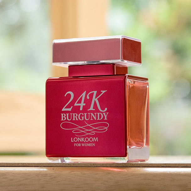 Lonkoom 24K Perfumes Set Sweet Flower Fruity Perfumes For Women Eau De Parfum Spray Long-Lasting Fragrance Notes Of Bergamot Vanilla Rose Musk Jasmine Mimosa (Burgundy & Nude Rose)